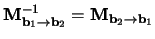 $\mathbf{M}_{\mathbf{b}_1 \rightarrow \mathbf{b}_2}^{-1} =
\mathbf{M}_{\mathbf{b}_2 \rightarrow \mathbf{b}_1}$